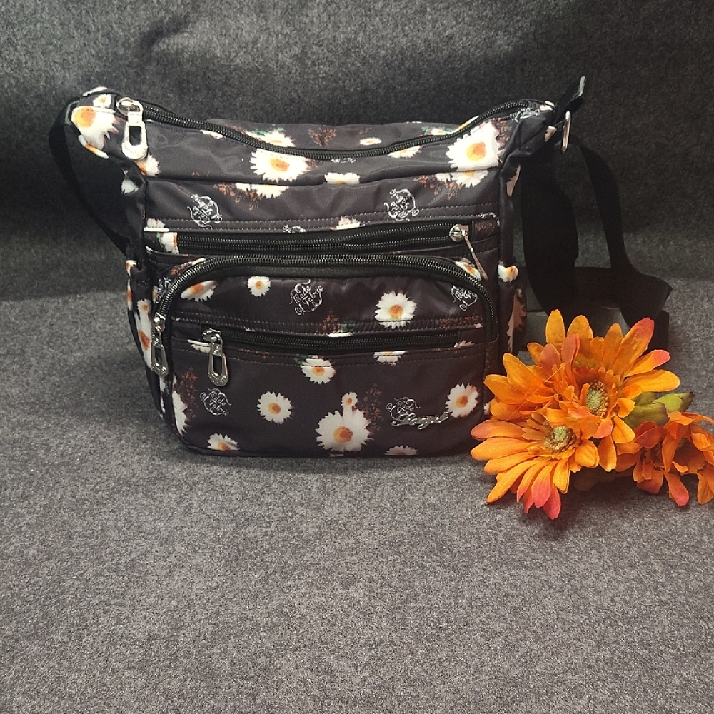 Floral Black Crossbody Bag (NWOT)